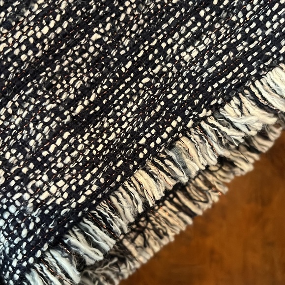 J.Crew Factory Tweed Short Sleeve Top Navy and White - Picture 3 of 9